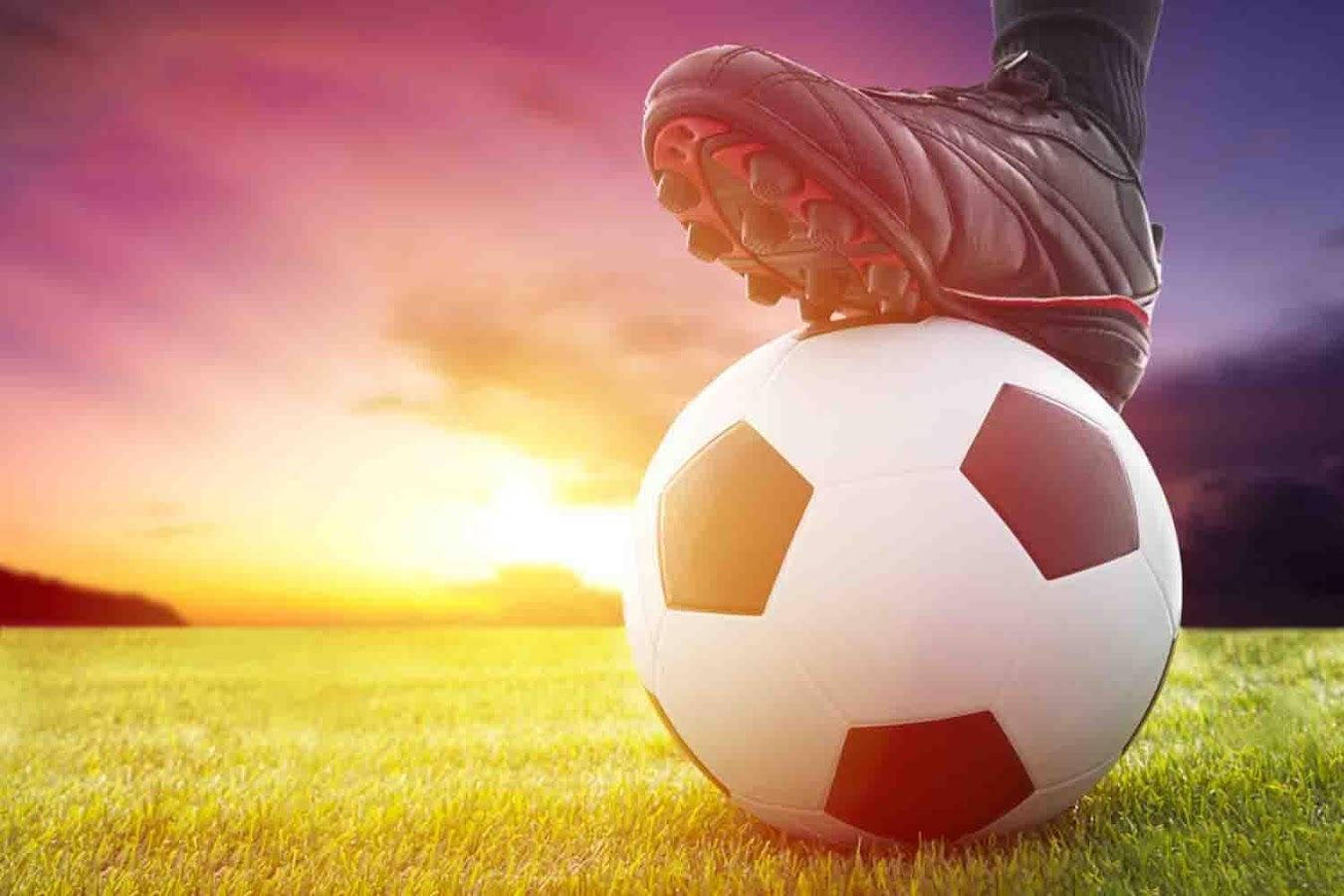 Cool Soccer Ball Sunset Background Wallpaper