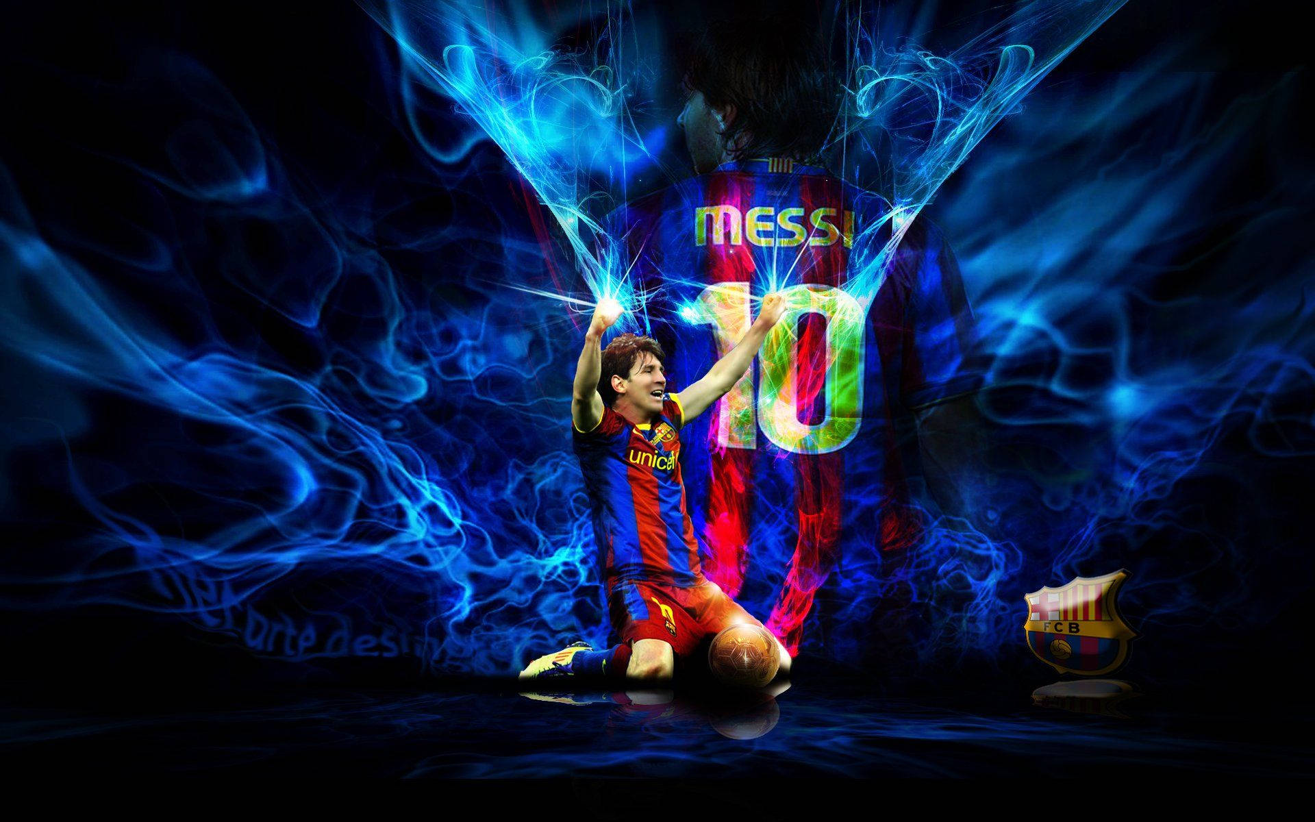 Cool Soccer Messi Blue Abstract Wallpaper