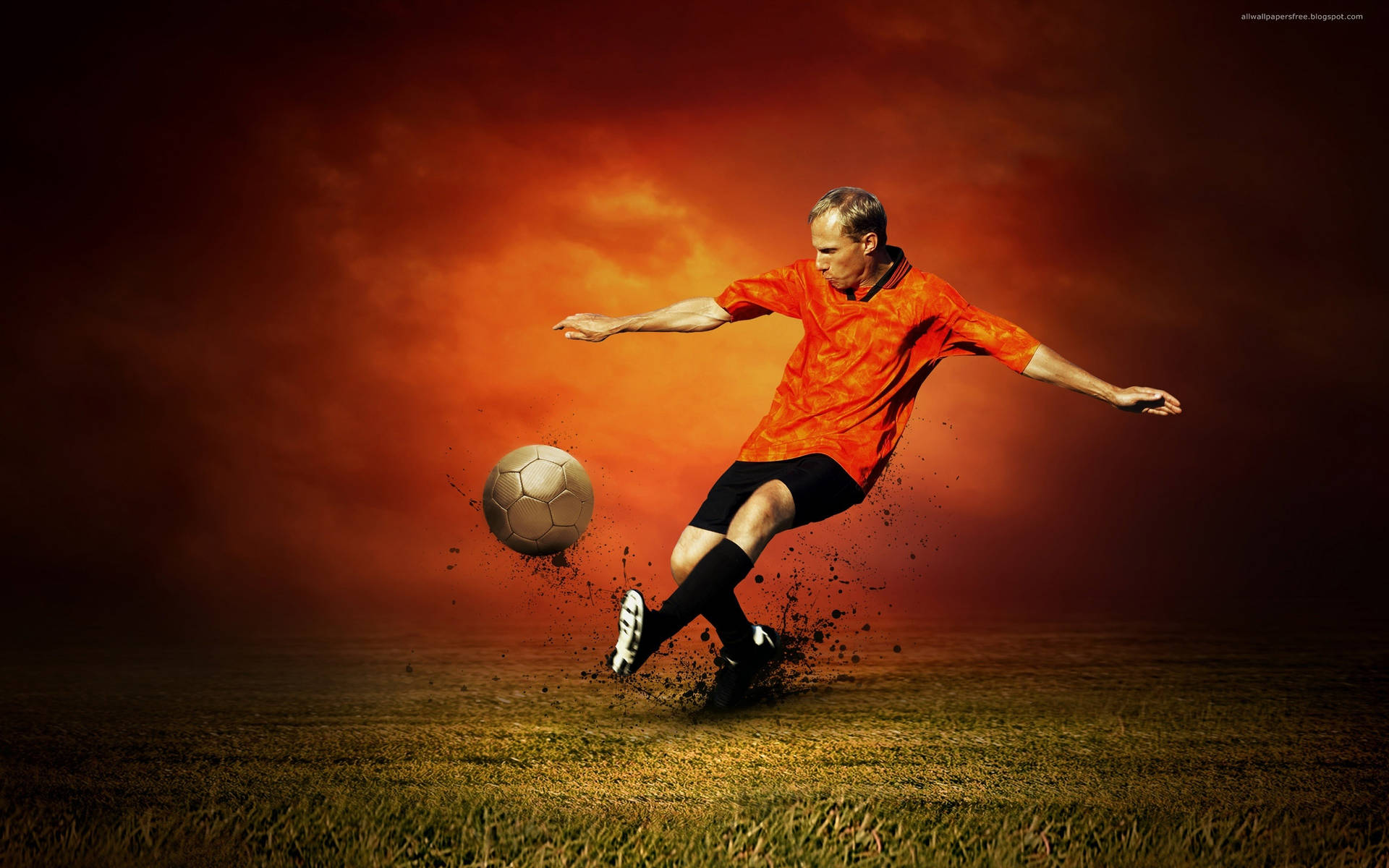 Cool Soccer Player Orange Wallpaper