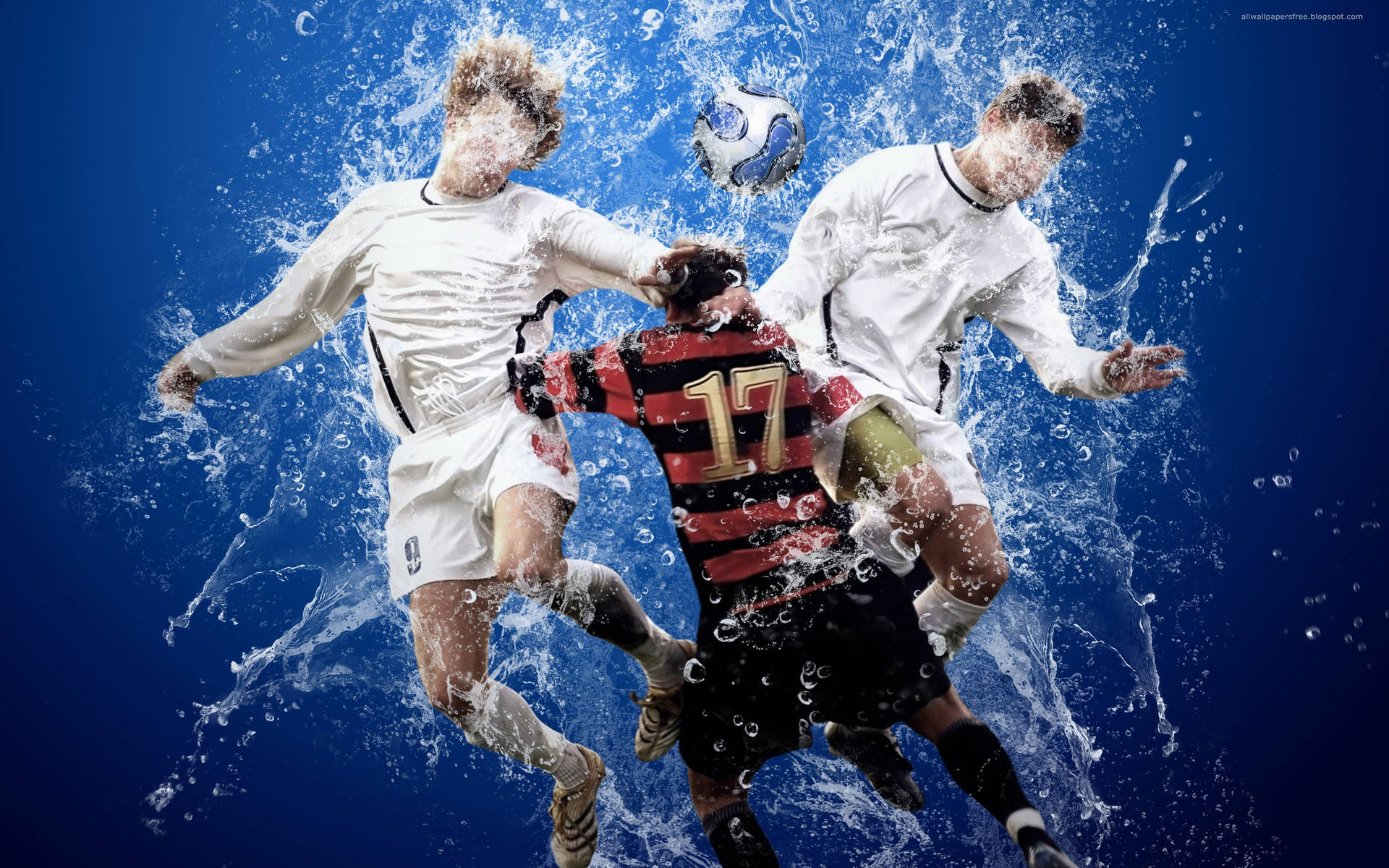 Cool Soccer Players Water Effect Wallpaper