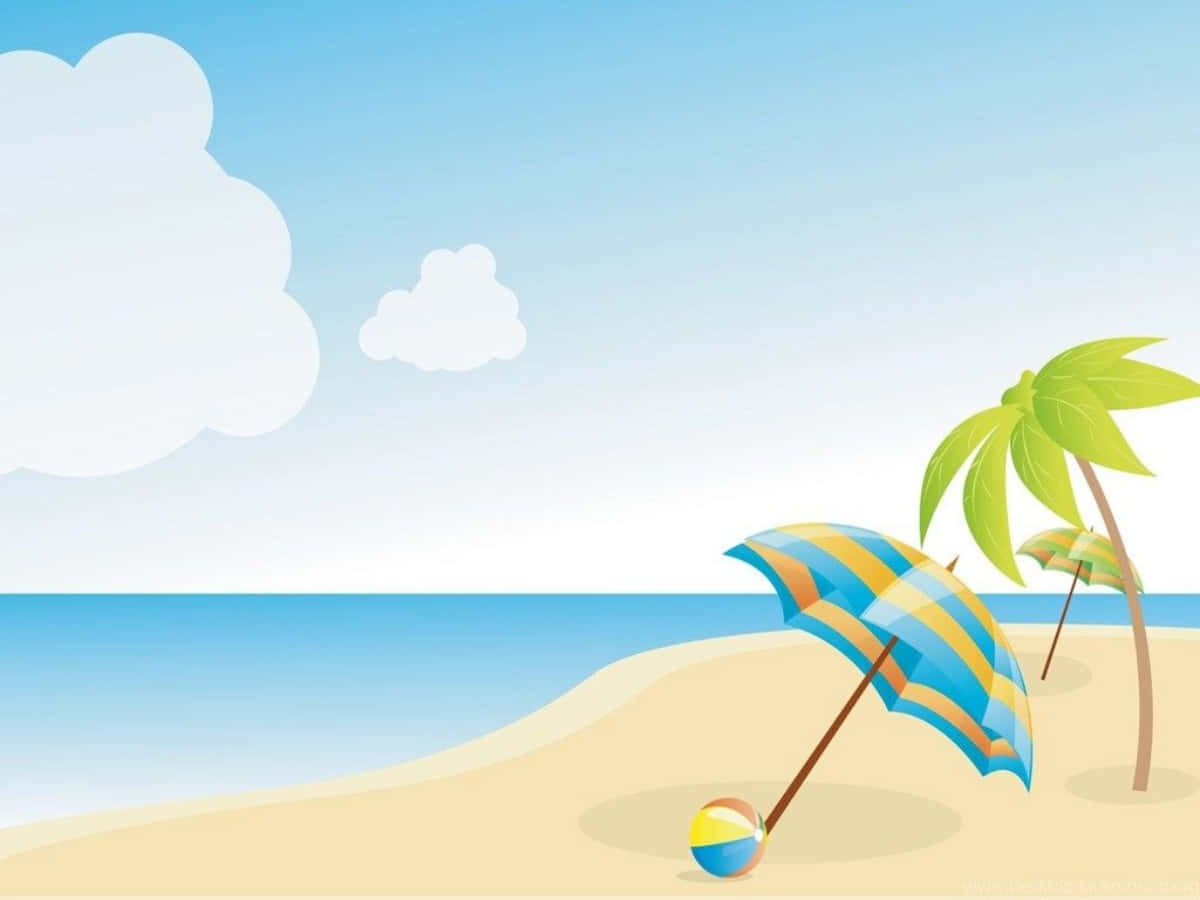 Cool Summer Beach Parasols Graphic Art Wallpaper