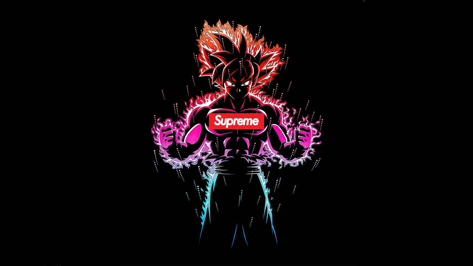 Cool Supreme Colored Goku Silhouette Wallpaper