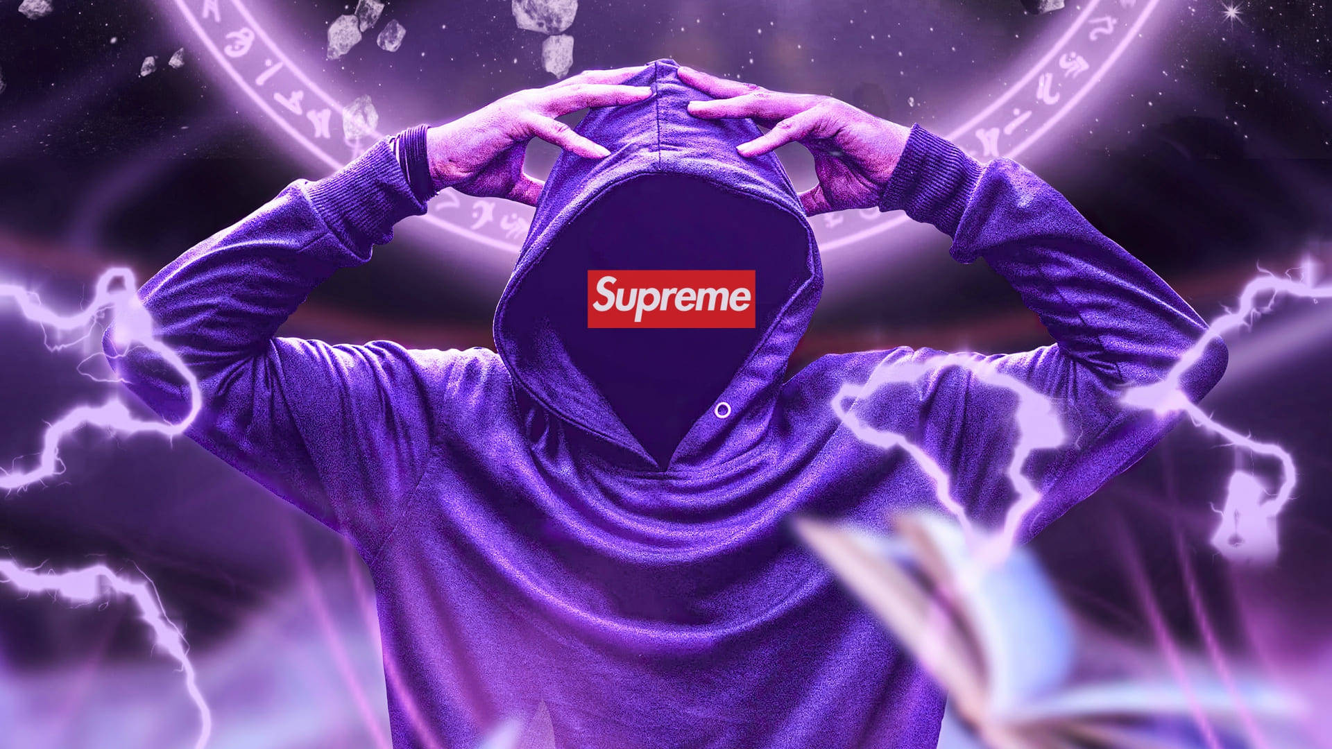 Cool Supreme Purple Hoodie Wallpaper