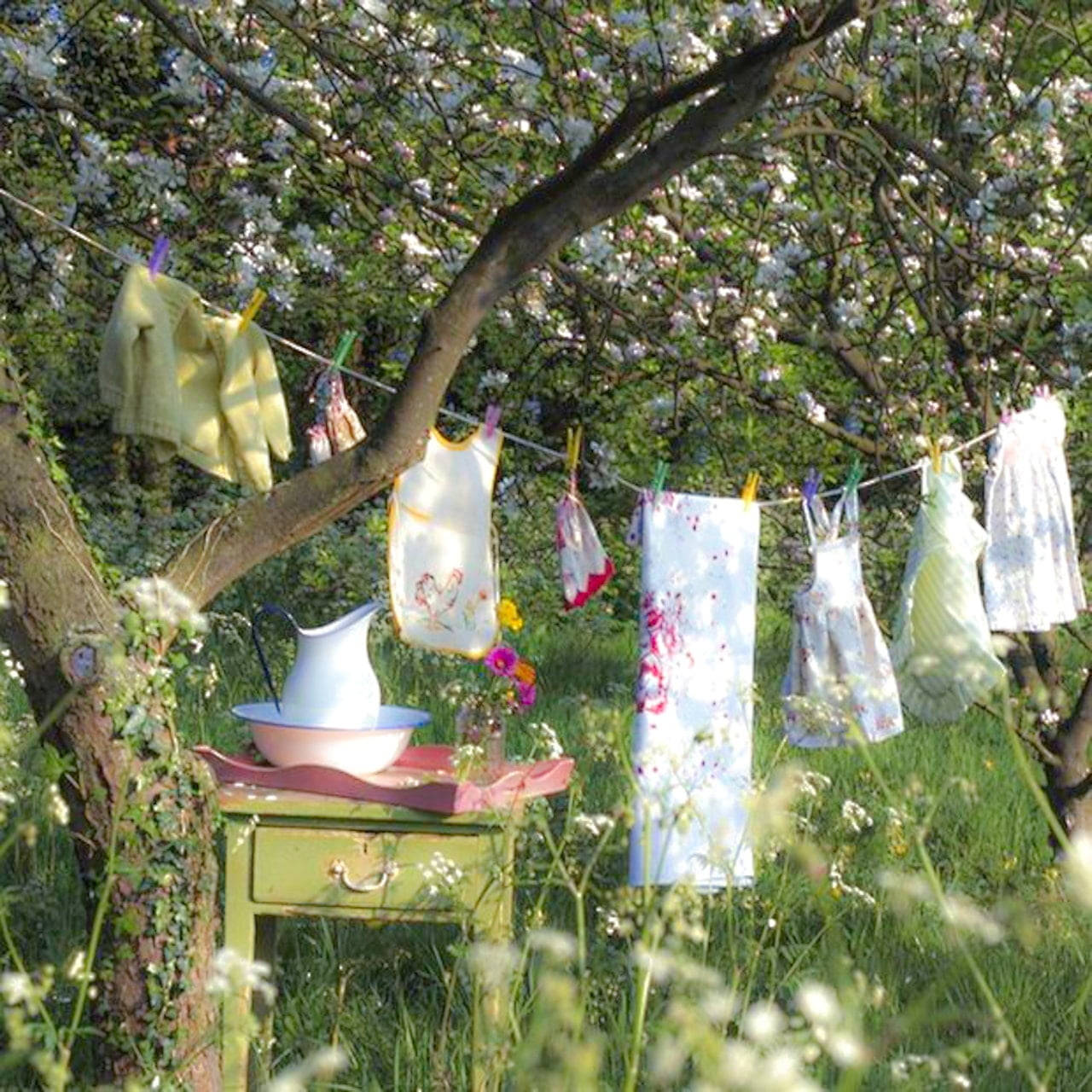 Countryside Clothesline Cottagecore Desktop Wallpaper