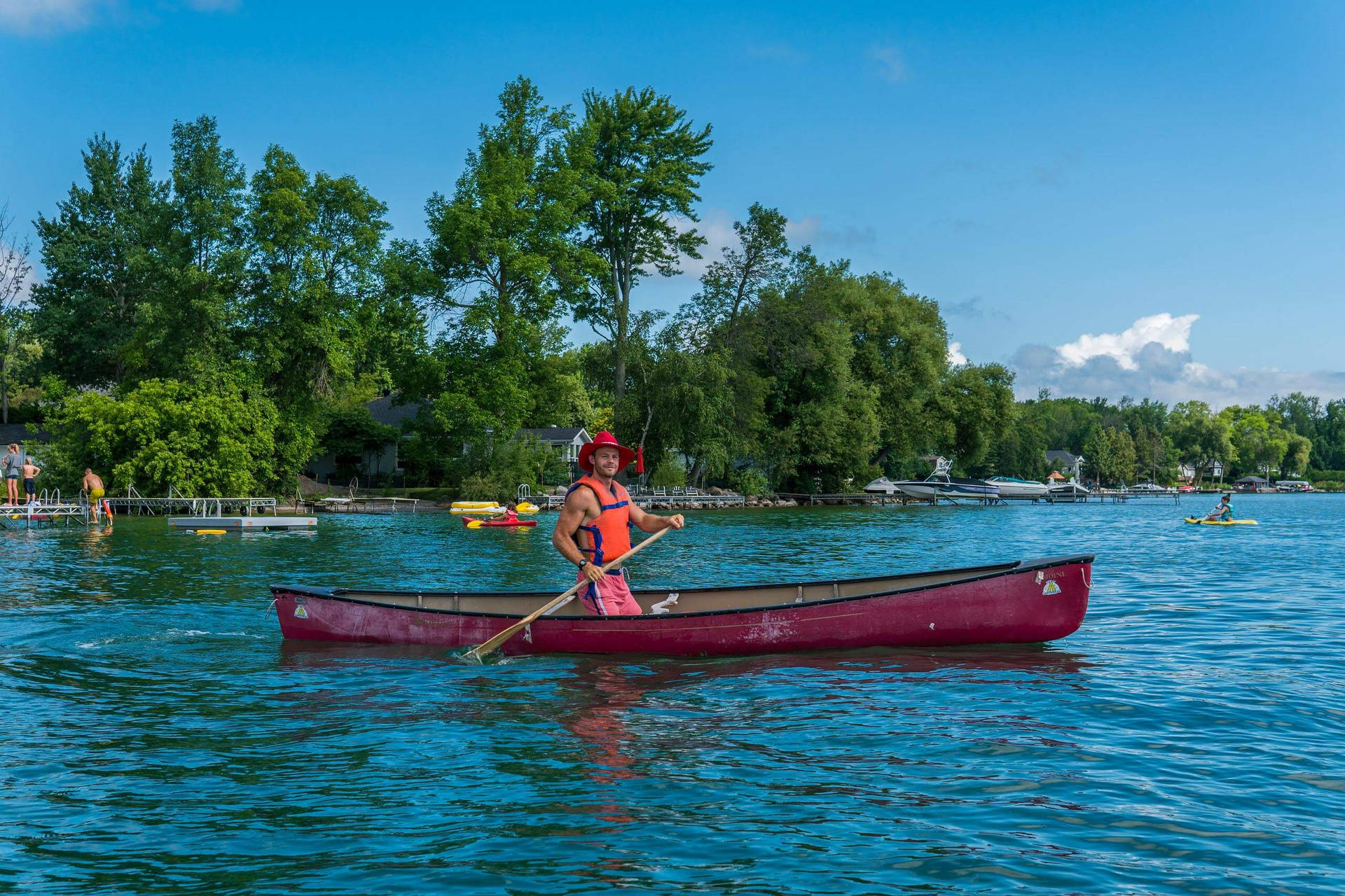 Cowboy Hat Canoeing The Boat Wallpaper