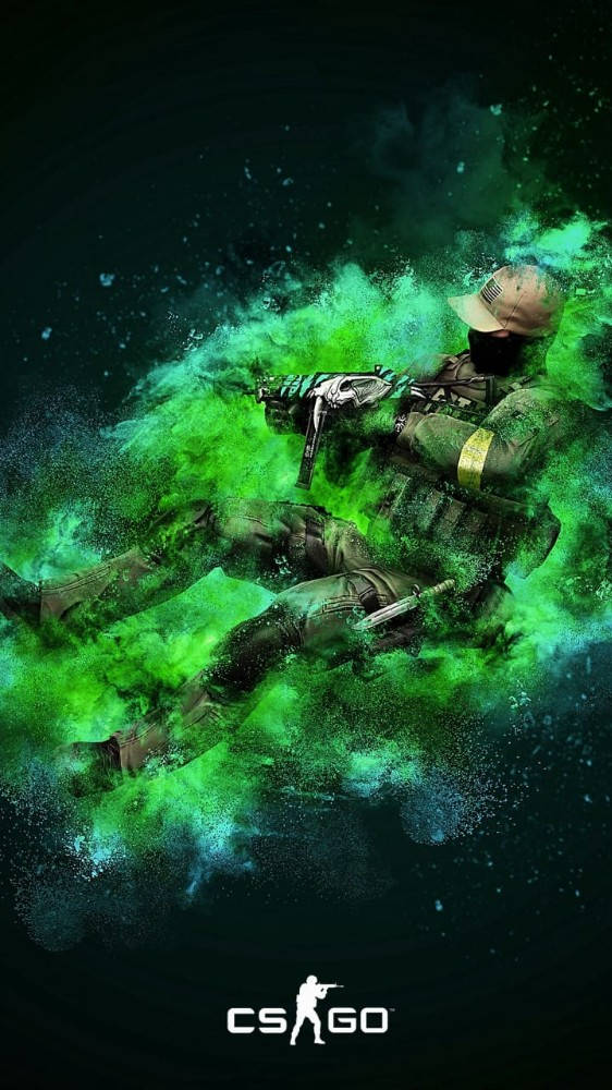 Cs Go Soldier In Green Smoke Cloud Iphone Wallpaper