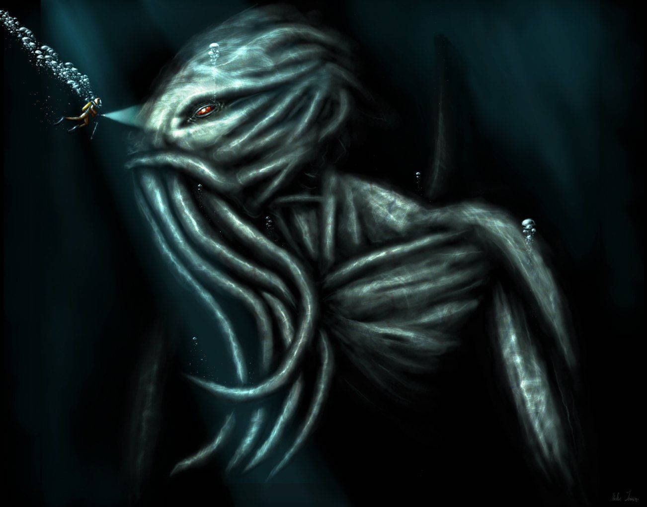 Cthulhu Sea Monster Underwater Wallpaper