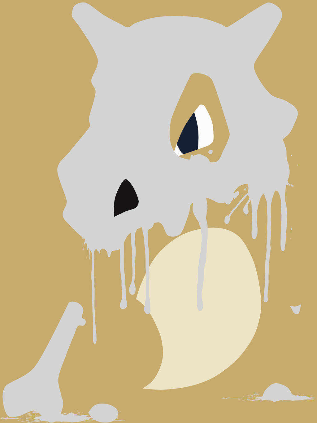 Cubone Dripping Gray Wallpaper