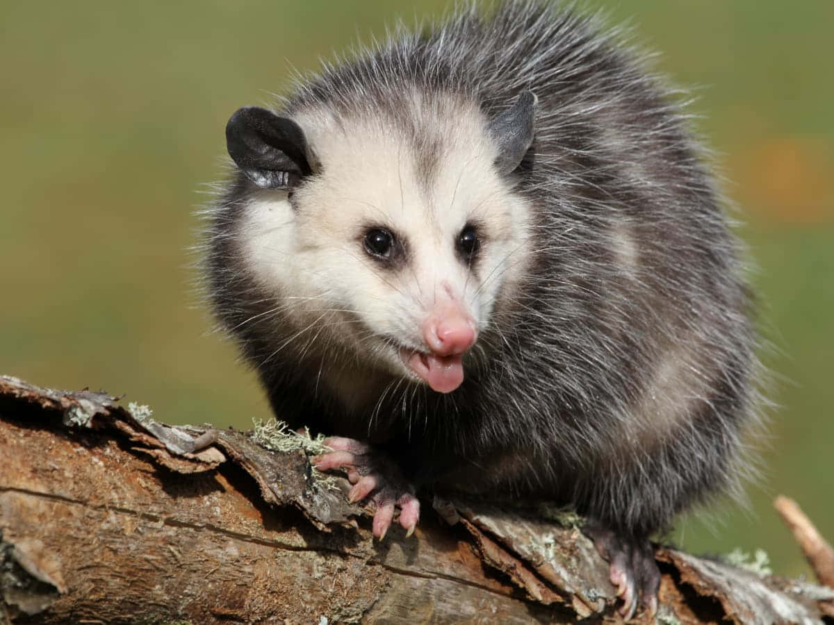 Curious Opossum On Log Wallpaper