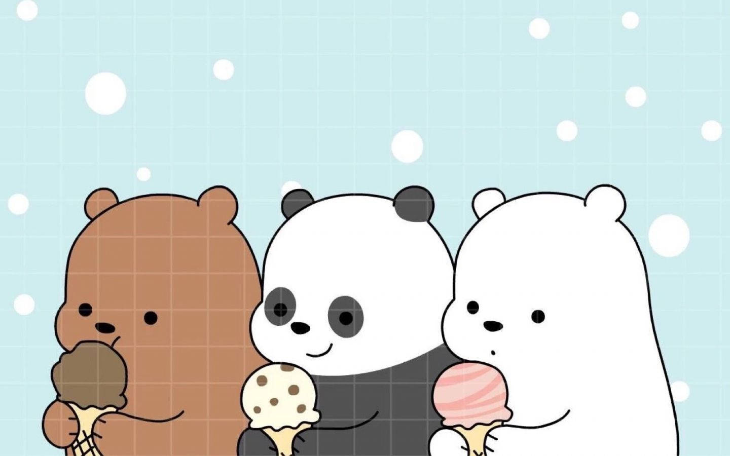 Cute Aesthetic Bears Eating Ice Cream For Computer Wallpaper