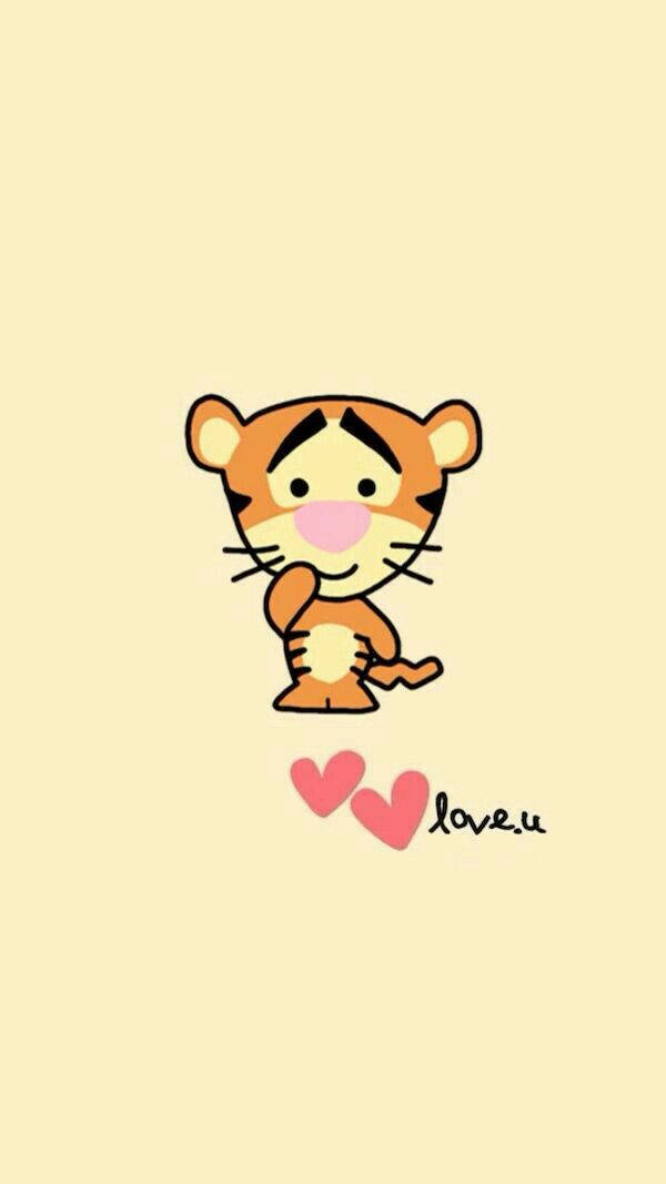 Cute Aesthetic Cartoon Tigger Wallpaper