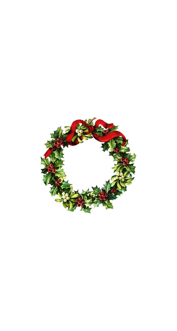 Cute Aesthetic Christmas Wreath Wallpaper