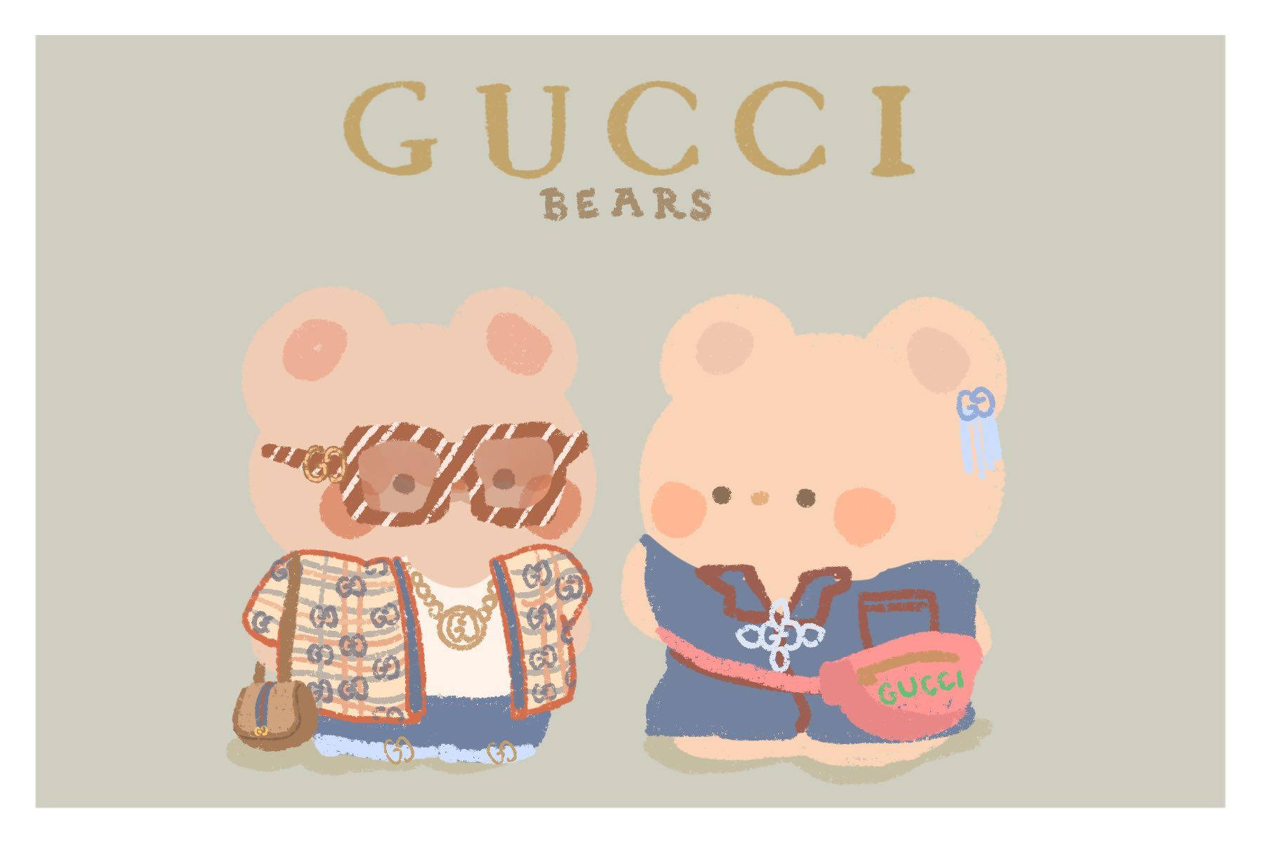 Cute Aesthetic Gucci Bears For Computer Wallpaper
