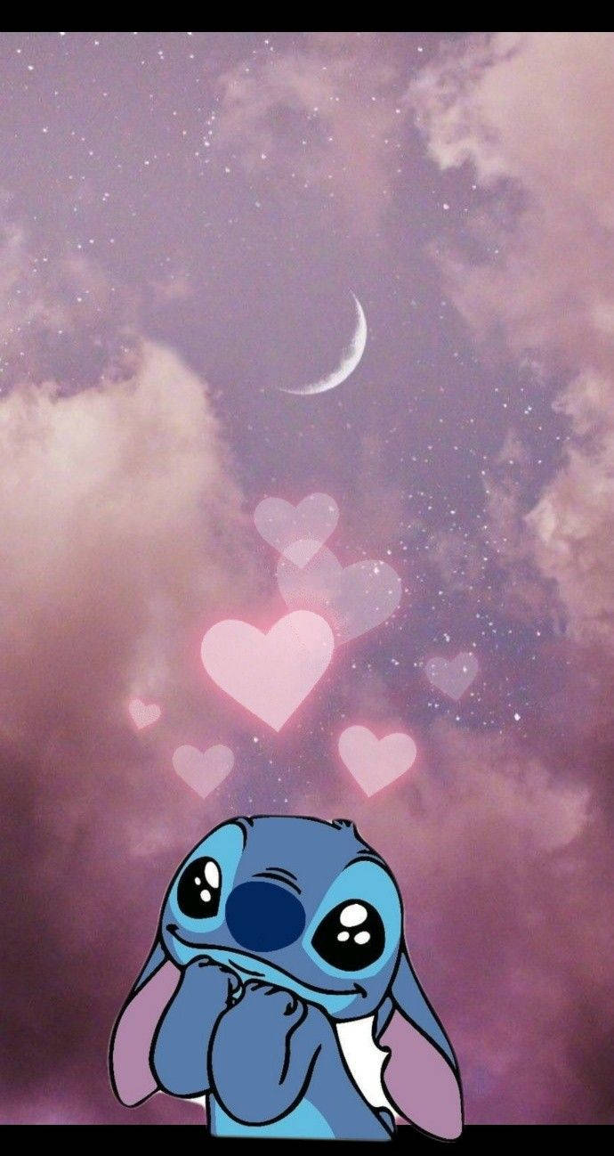 Cute Aesthetic Stitch In Love Wallpaper