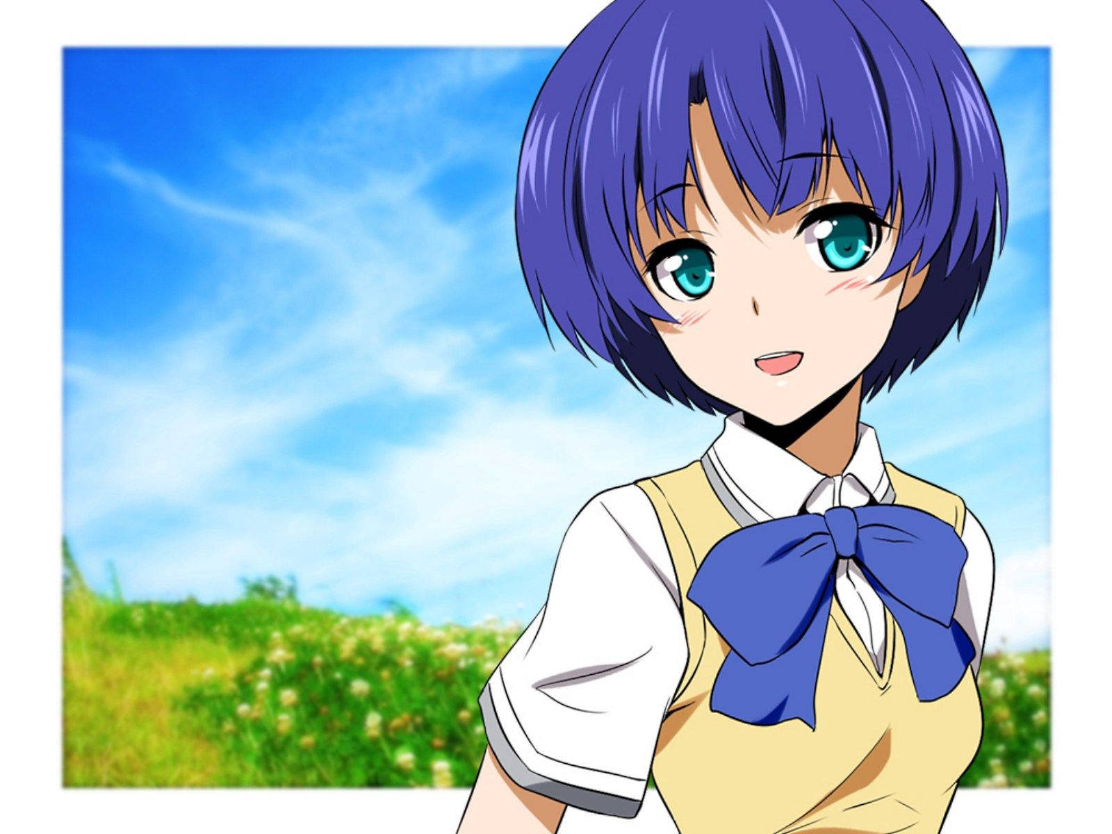 Cute Anime Girl In The Field Wallpaper