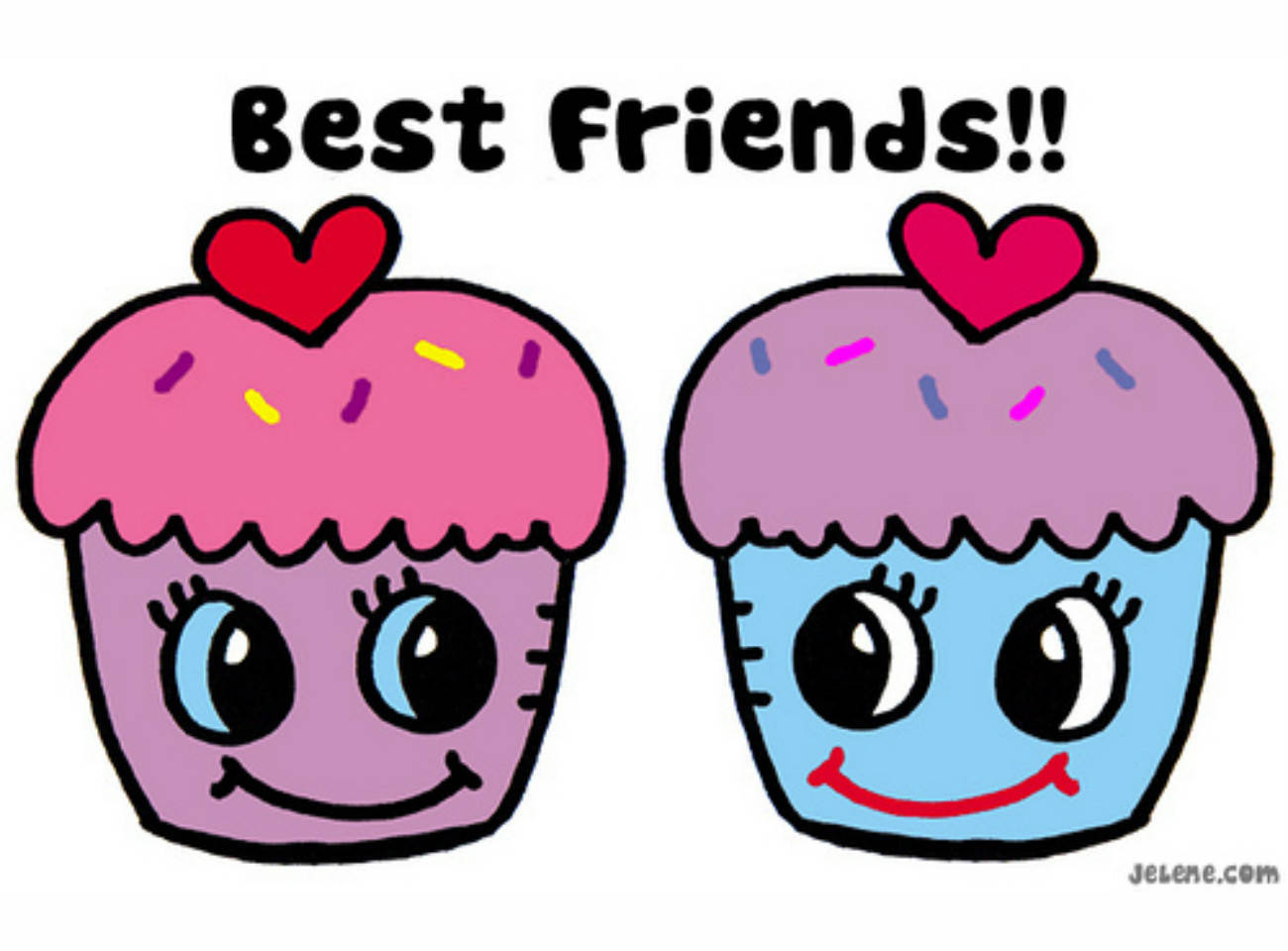 Cute Best Friend Cupcakes Wallpaper