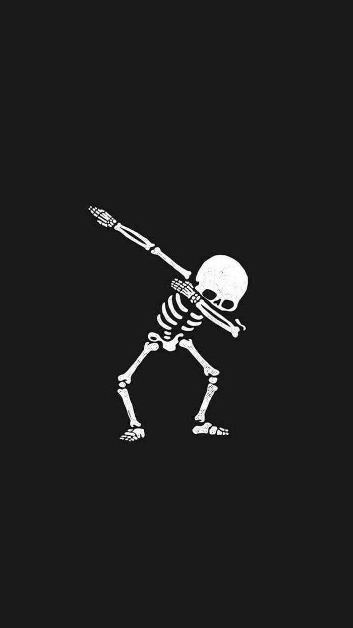 Cute Black And White Aesthetic Skeleton Dabbing Wallpaper