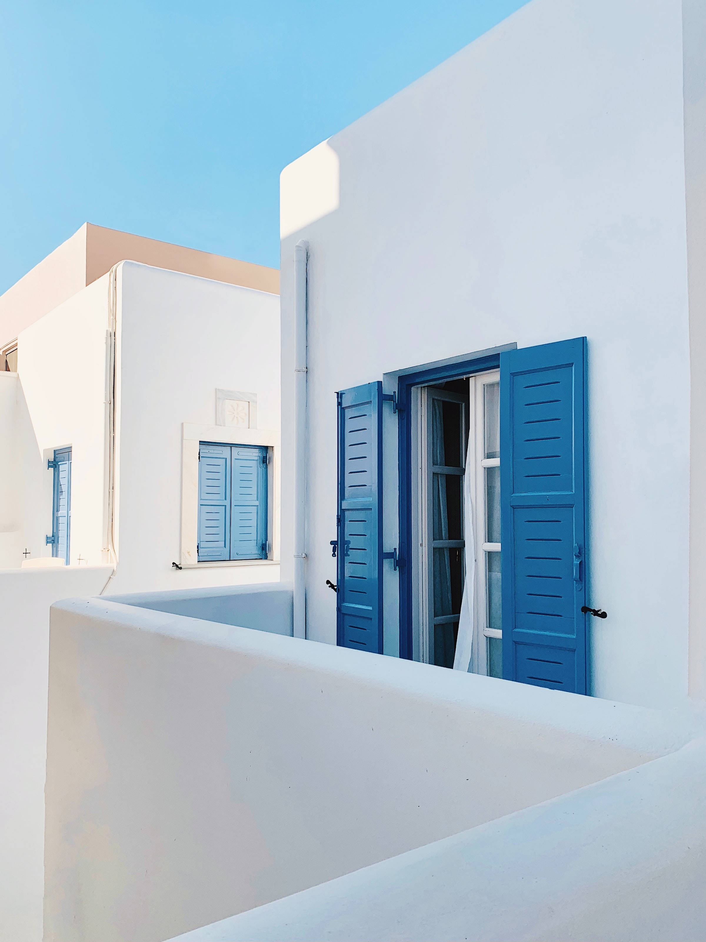 Cute Blue Aesthetic Traditional Cycladic Style House Wallpaper