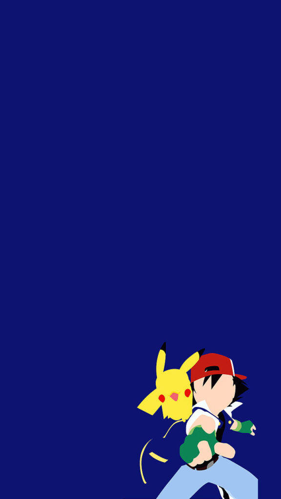 Cute Blue Phone Ash And Pikachu Wallpaper