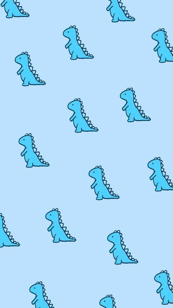 Cute Blue Phone Dinosaurs Wallpaper