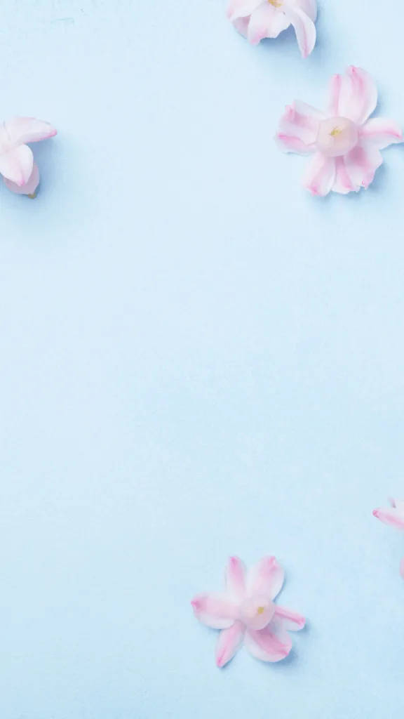 Cute Blue Phone Pink Flowers Wallpaper