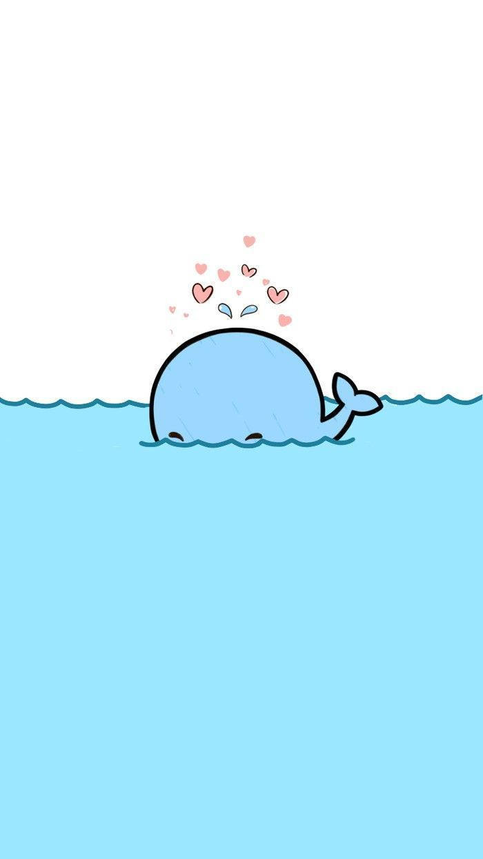 Cute Blue Phone Whale Wallpaper
