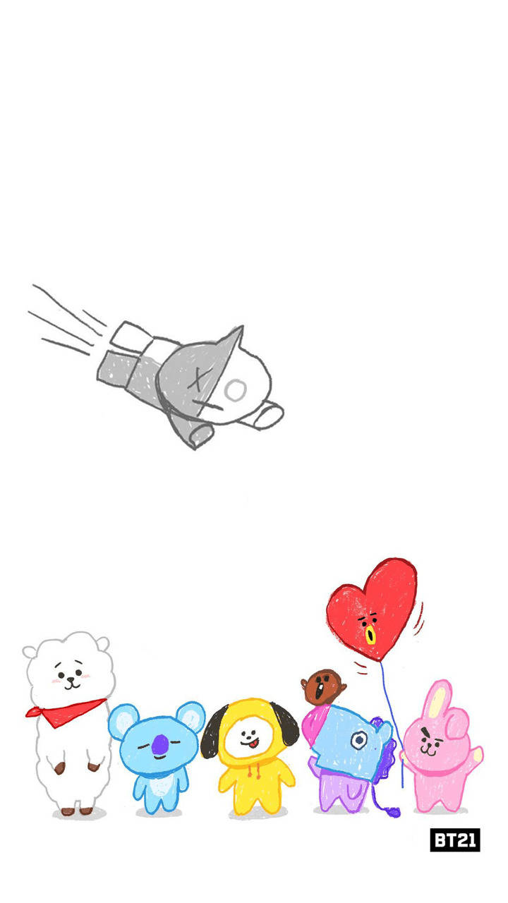 Cute Bt21 Van Flying Wallpaper