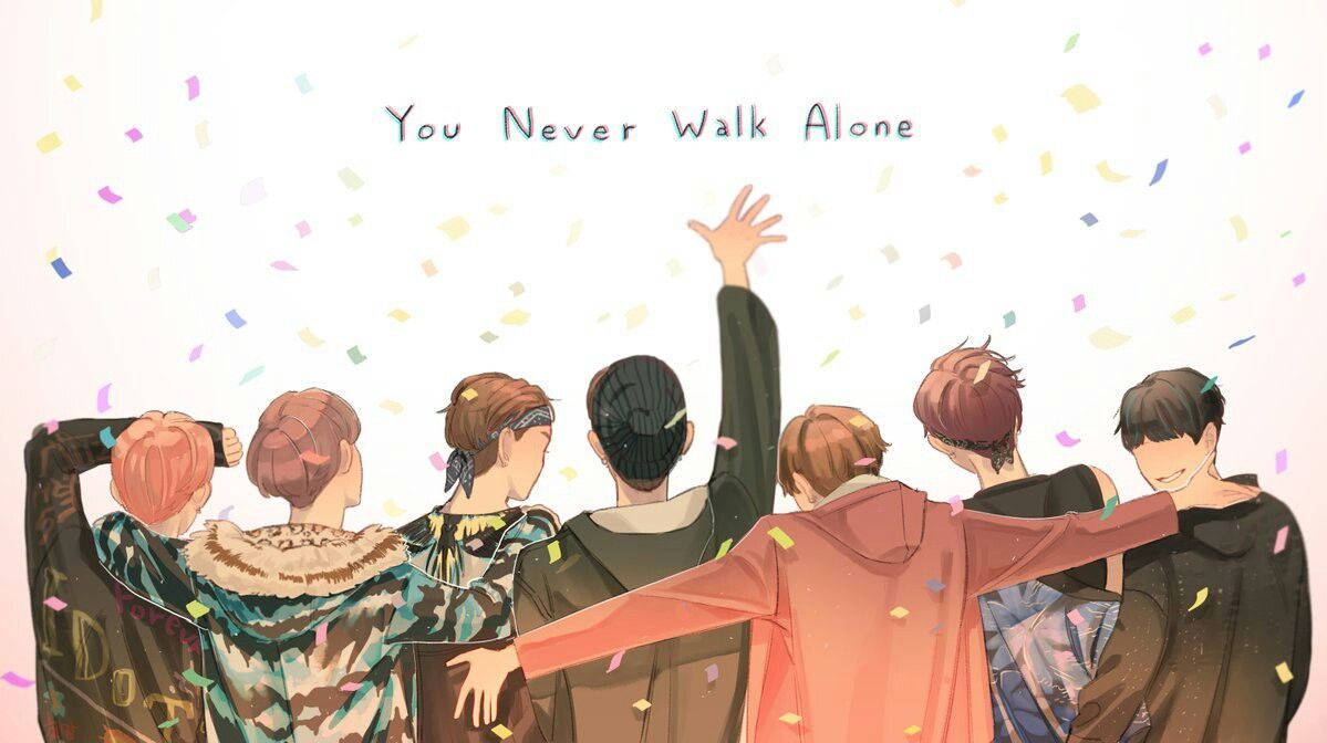 Cute Bts Drawing Back Wallpaper