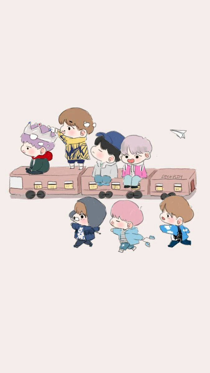 Cute Bts Drawing Chibi Train Wallpaper