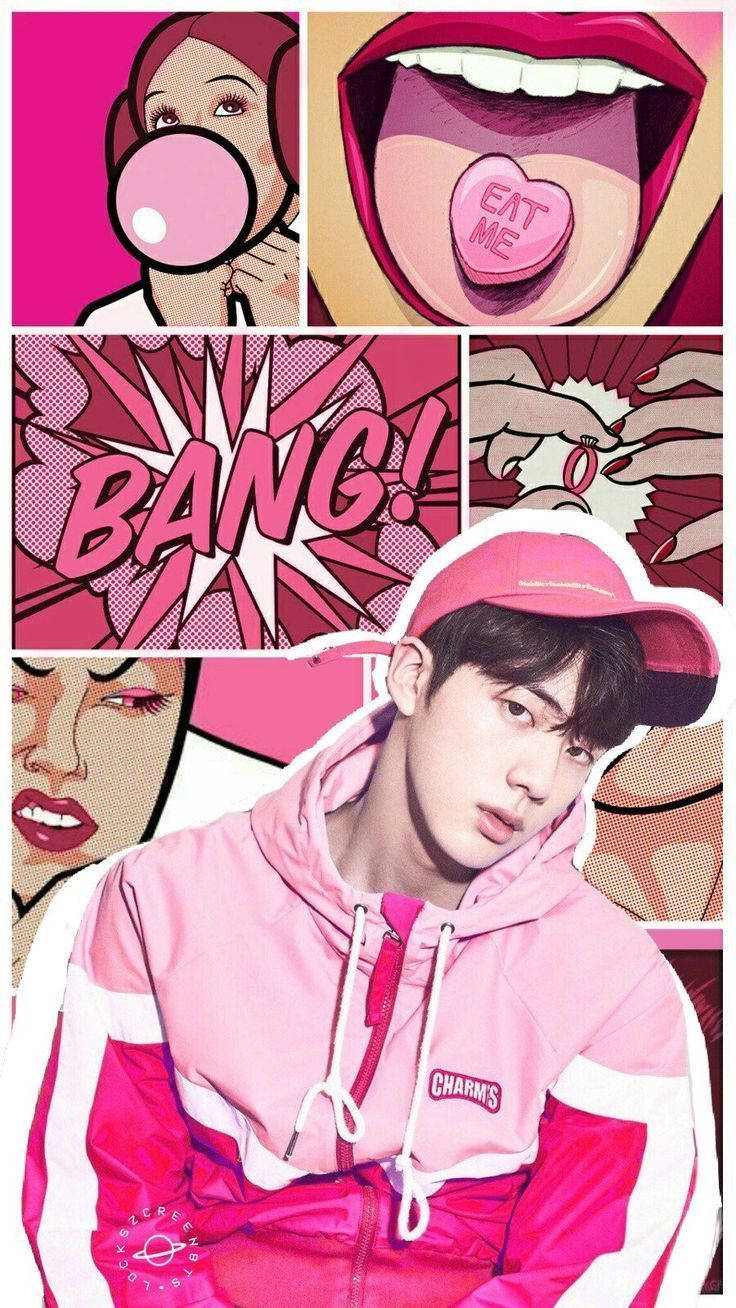 Cute Bts Jin Pink Edit Wallpaper