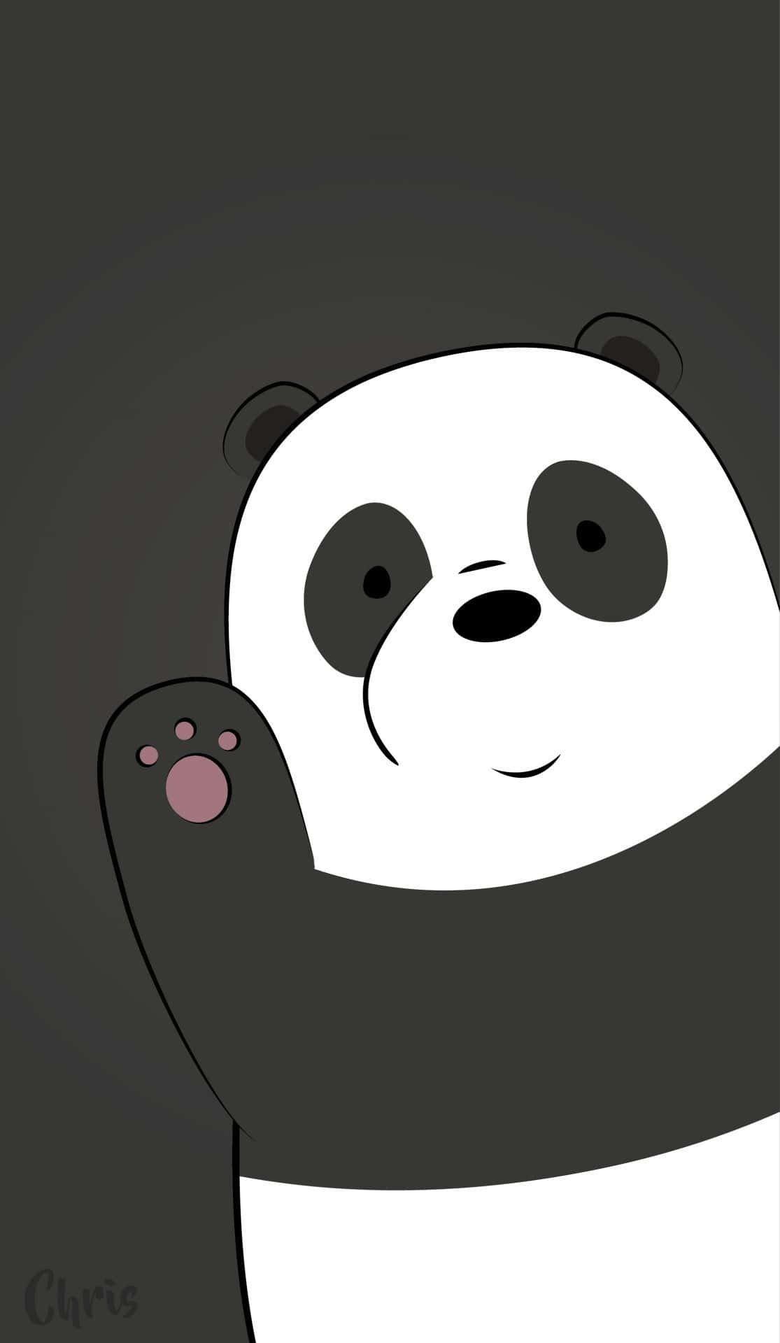 Cute Cartoon Panda Wave Wallpaper WallpapersOK