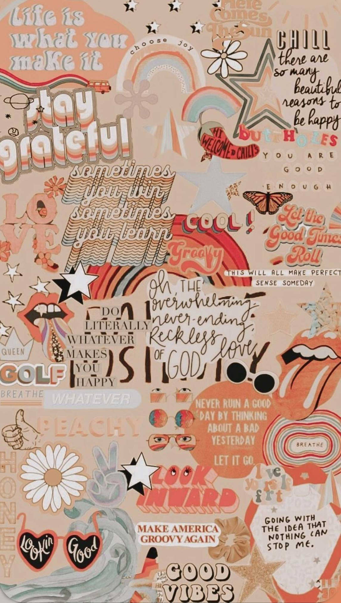 Cute Collage Peach Nordic Aesthetic Wallpaper