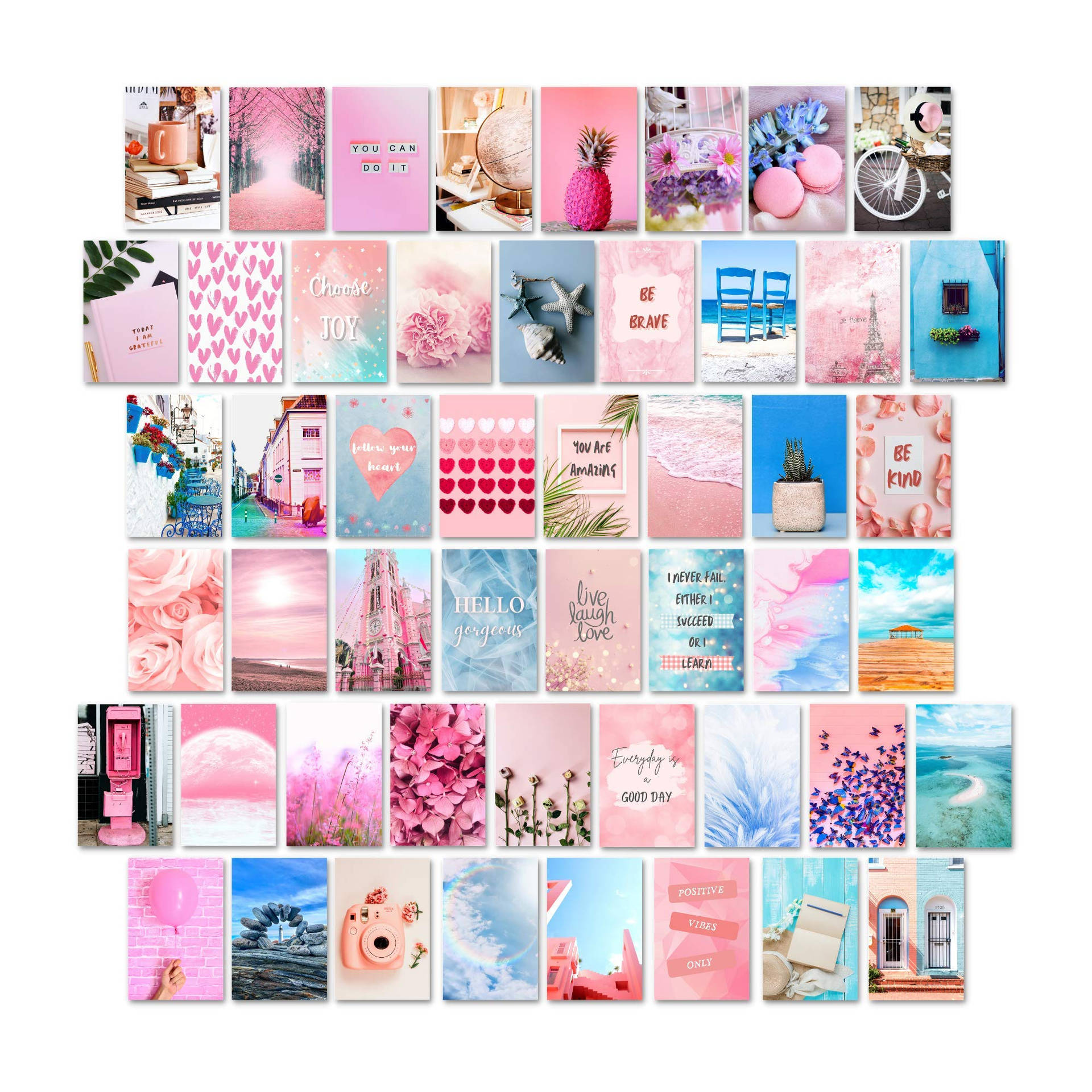 Cute Collage Pink And Blue Aesthetic Wallpaper