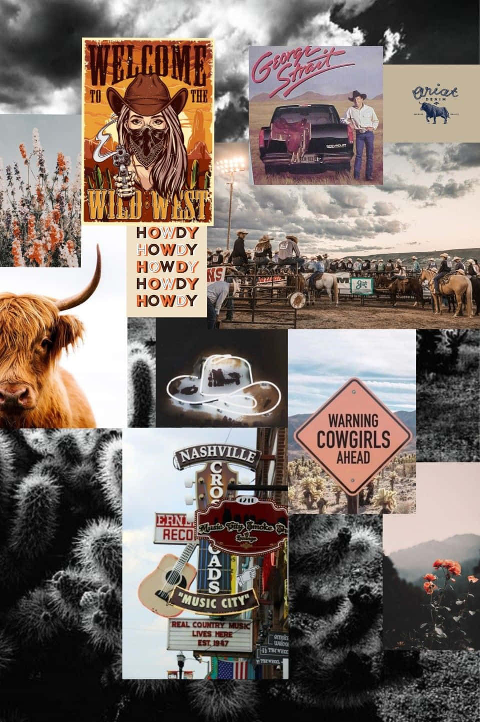 Cute Country Western Life Collage Wallpaper