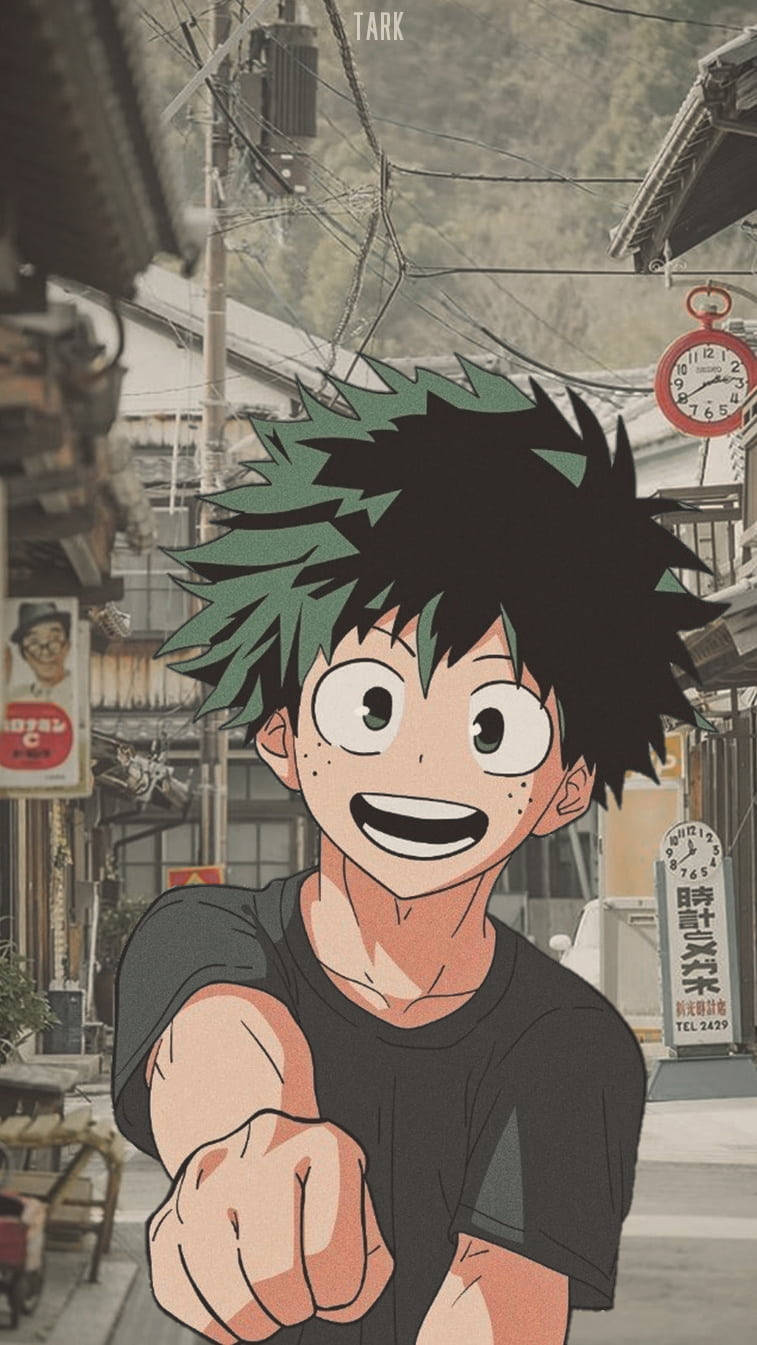 Cute Deku In The Street Wallpaper