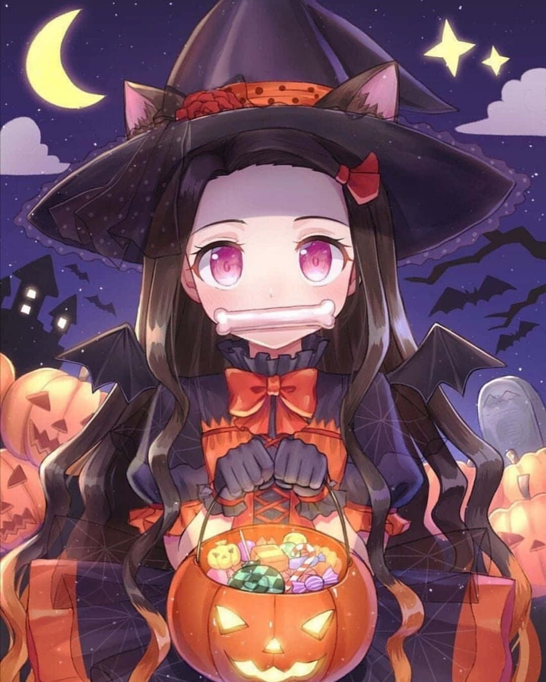 Cute Demon Slayer Nezuko Kamado Halloween Costume Wallpaper