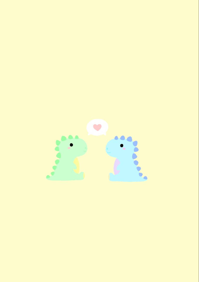 Cute Dinosaur Phone Green And Blue Friends Wallpaper