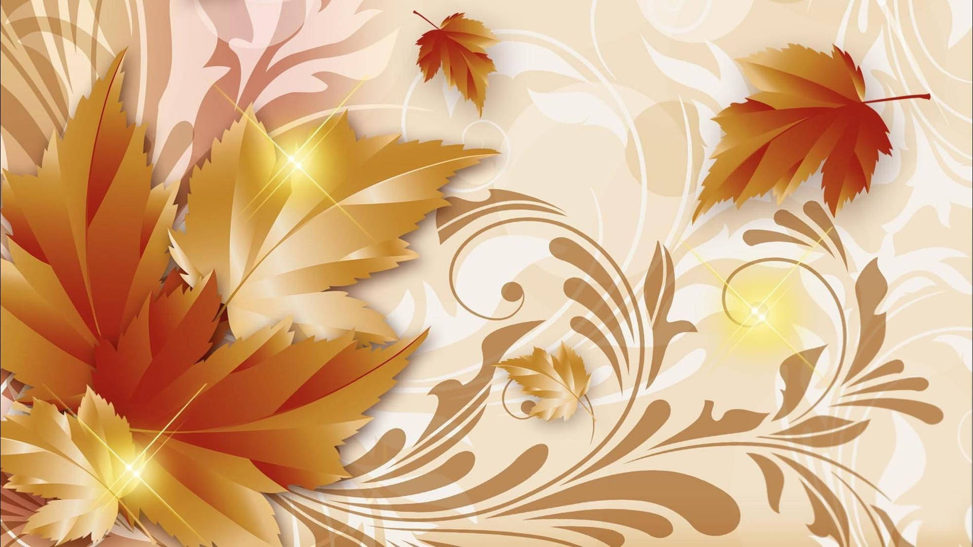 Cute Fall Aesthetic Maple Leaves Wallpaper