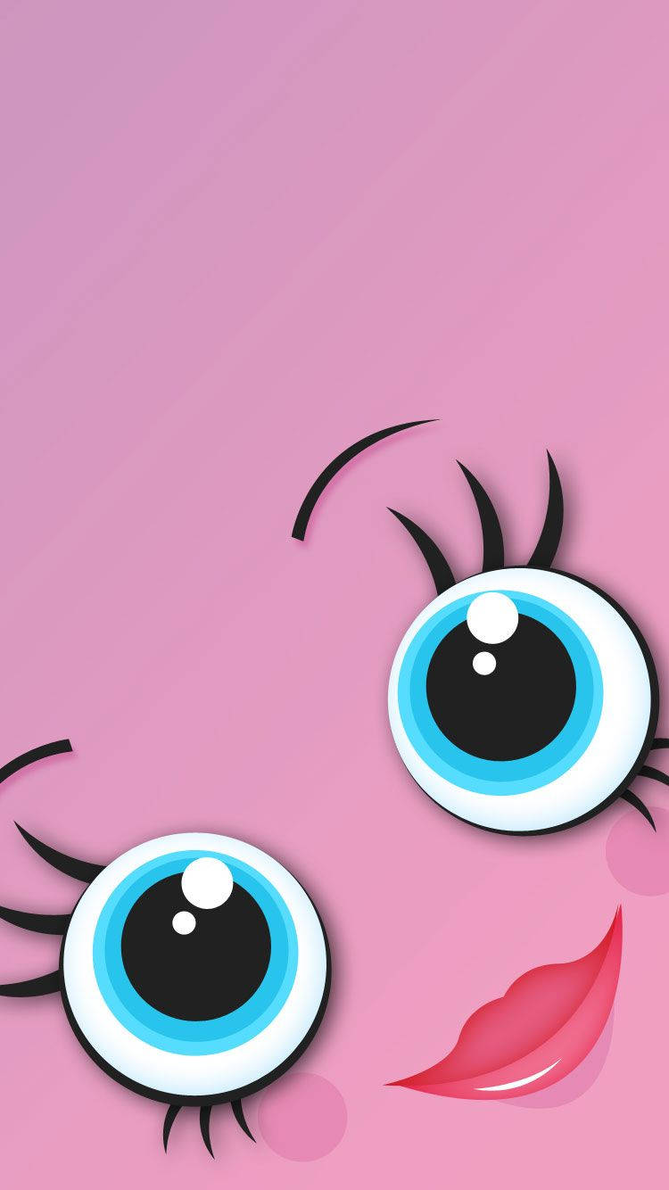 Cute Girly Pink Cartoon Face Wallpaper