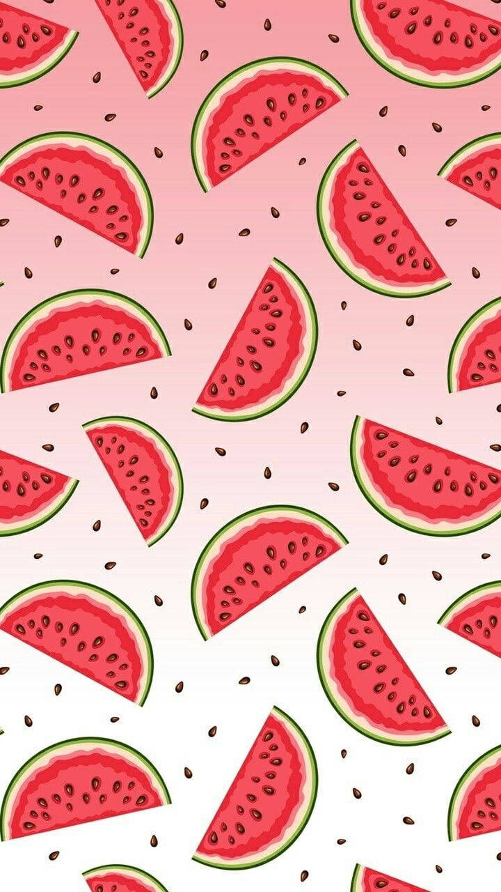 Cute Gradient Pink Watermelon Pattern Wallpaper