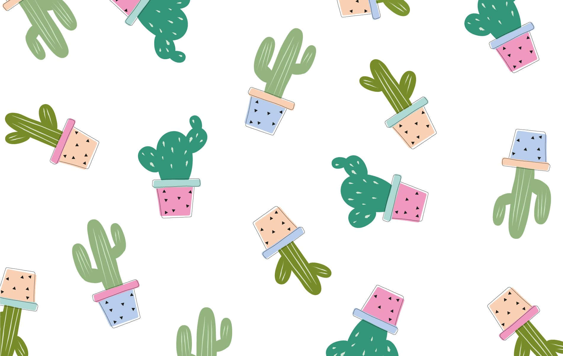 Cute Green Cactus Wallpaper