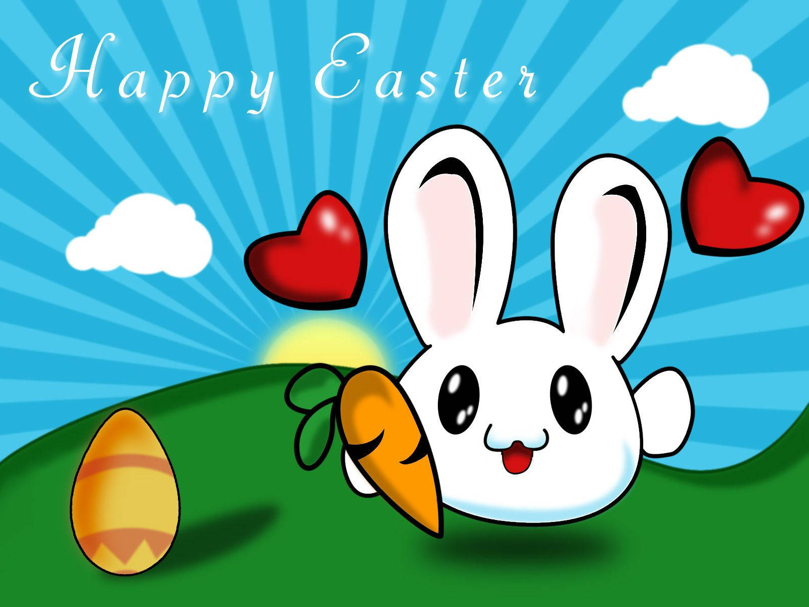 Cute Happy Easter Cartoon Wallpaper