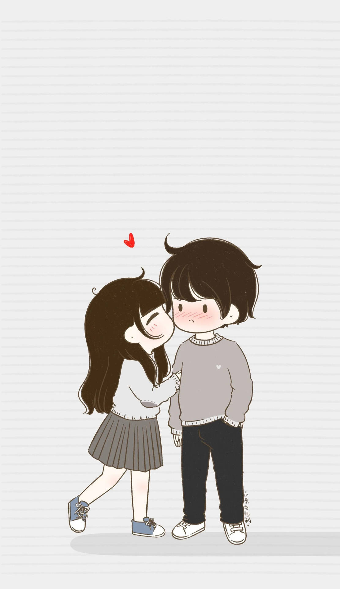 Cute Innocent Cartoon Couple Wallpaper WallpapersOK