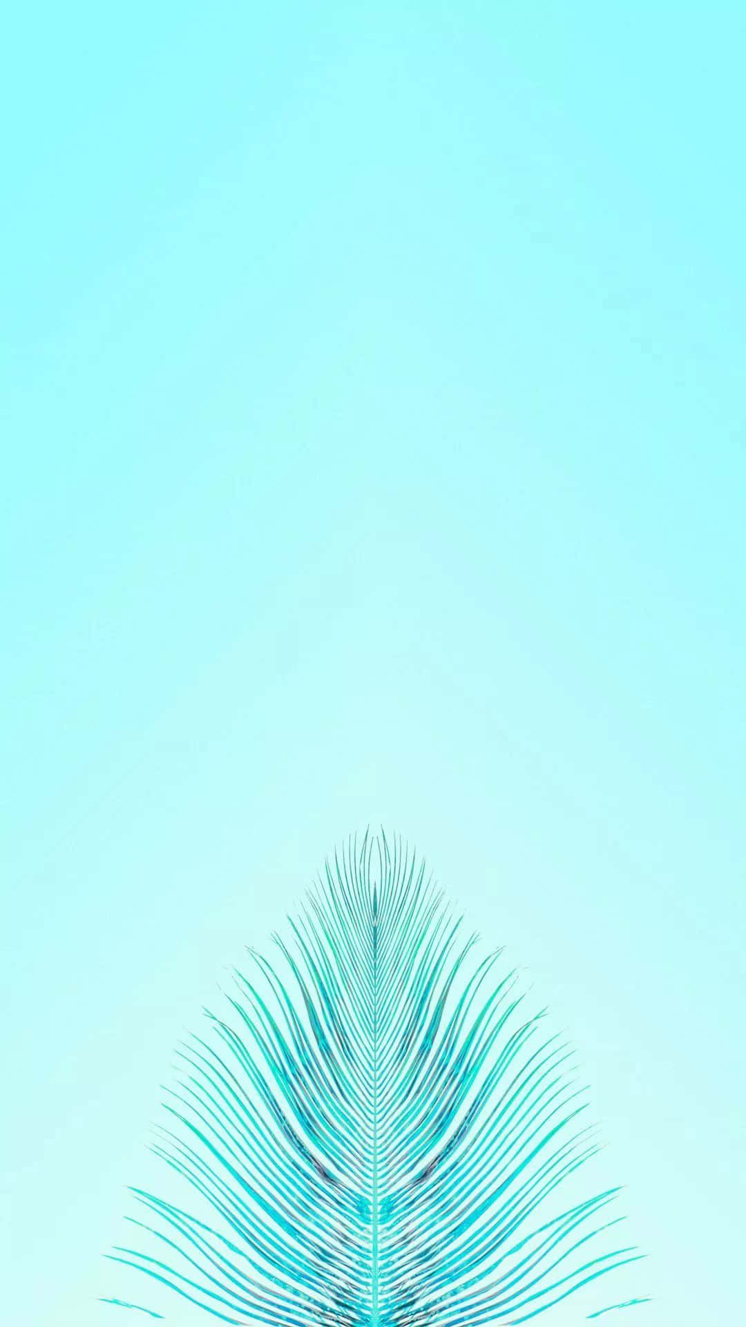 Cute Iphone Teal Feather With Thin Strands Wallpaper