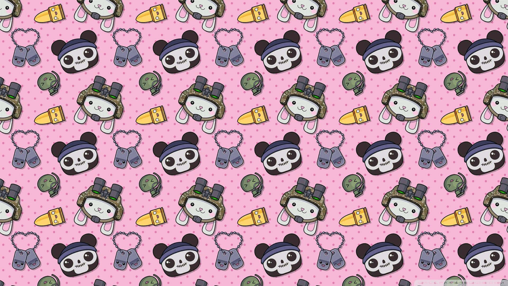 Cute Kawaii Panda And Bunny Pattern Wallpaper