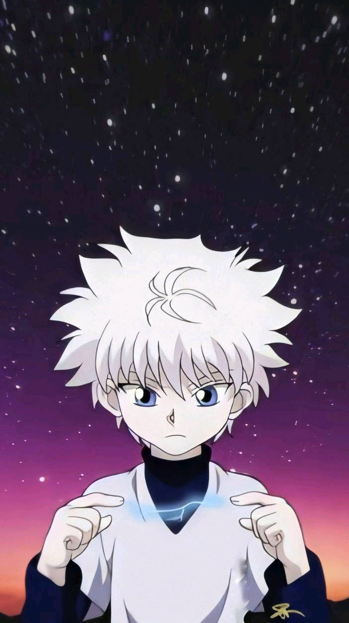 Cute Killua Practicing His Electric Powers Wallpaper