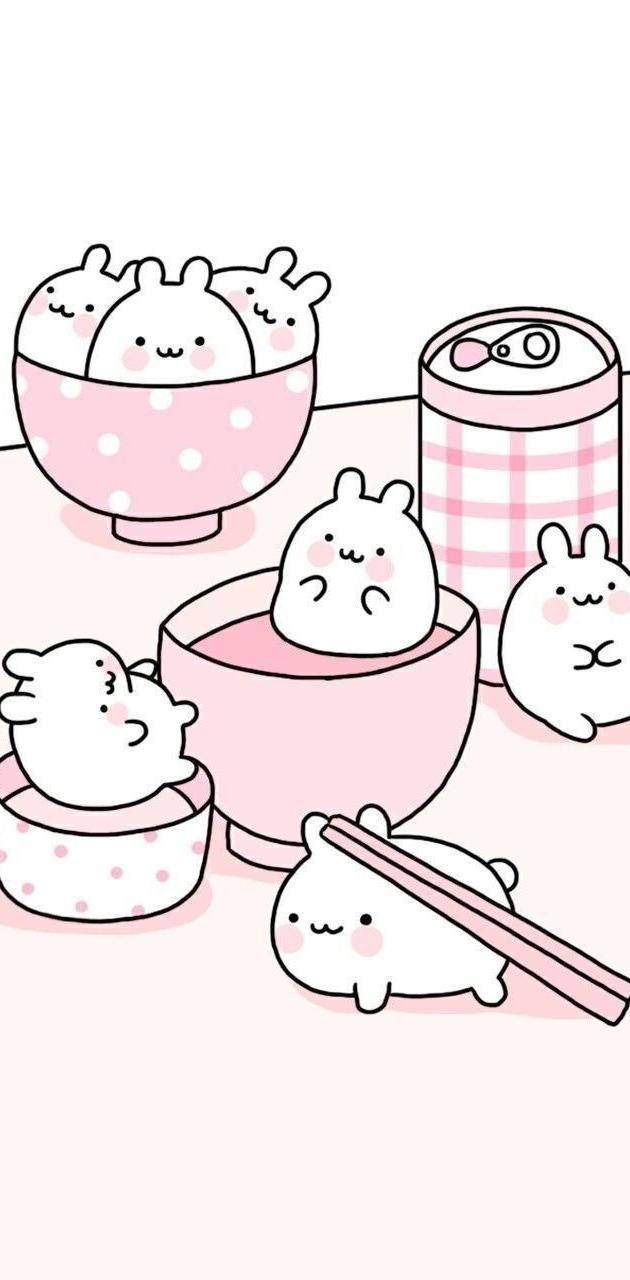 Cute Little White Rabbits Wallpaper