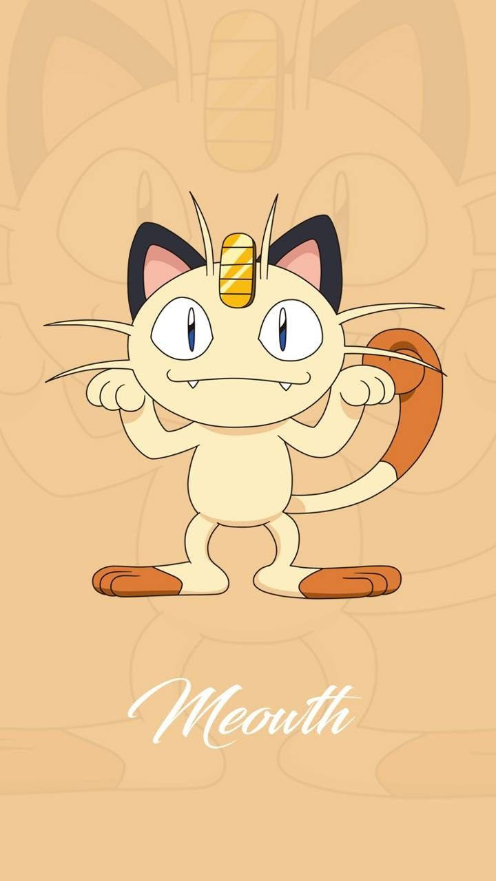 Cute Meowth With Tan Backdrop Wallpaper