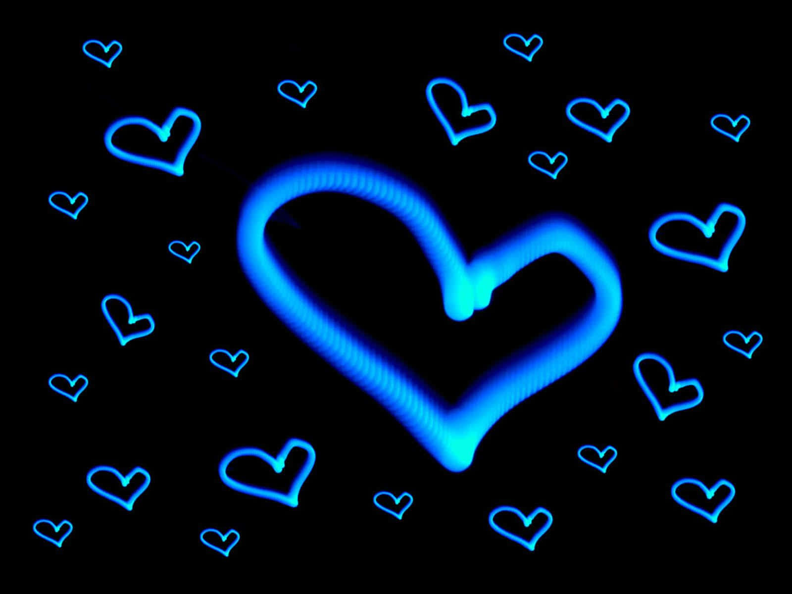 Cute Neon Blue Hearts Wallpaper