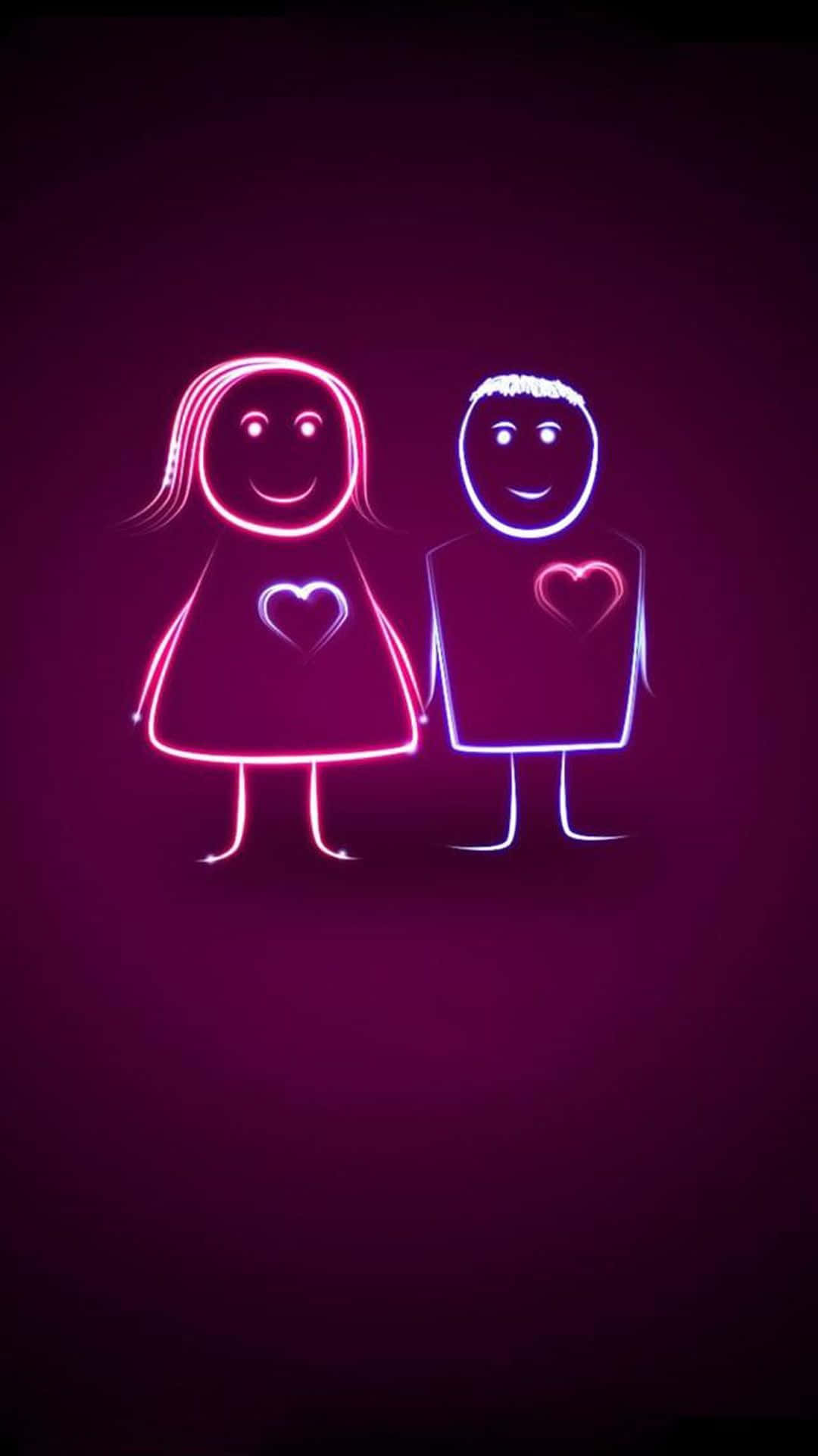 Cute Neon Couple In Love Wallpaper